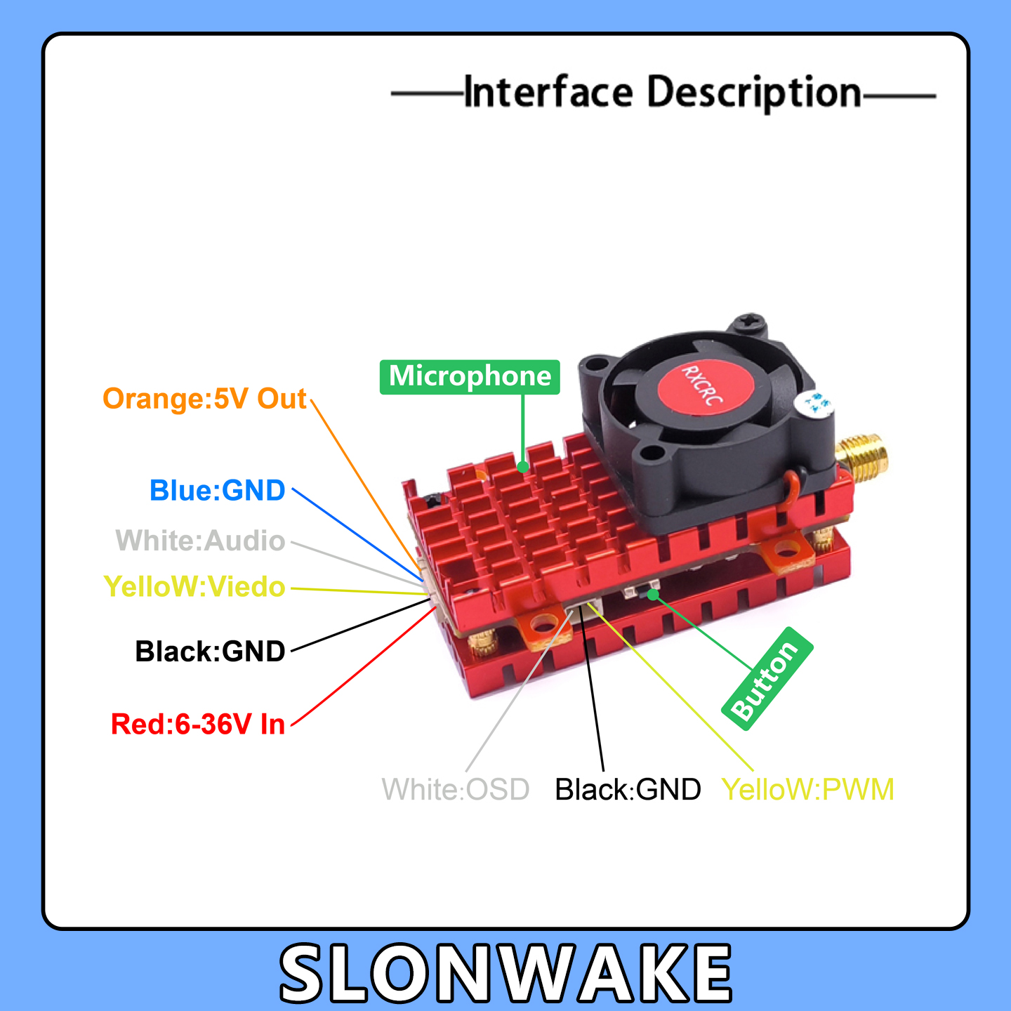 SLONWAKE 5.8G 2W VTX FPV 1800T - Drone Racing Camera のレビューと価格